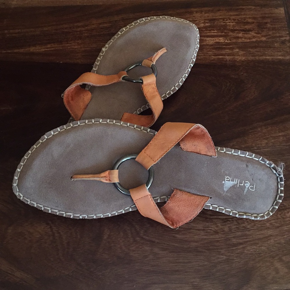Orange leather sandals